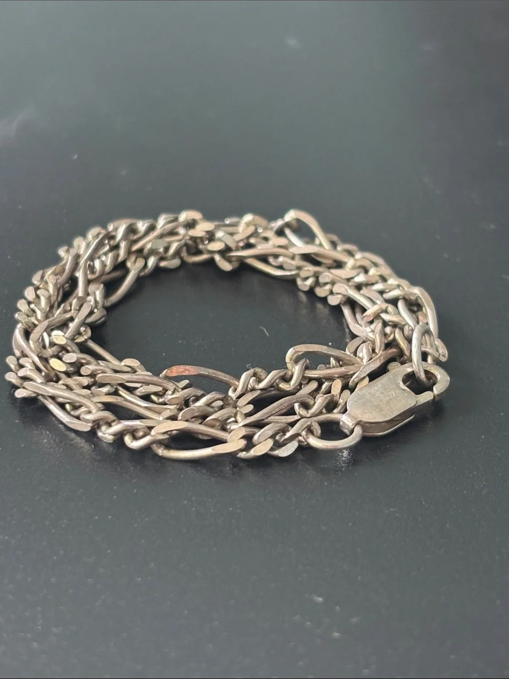 .925 sterling silver FIGARO CHAIN LINK NECKLACE thick lobster clasp UNISEX 19”
